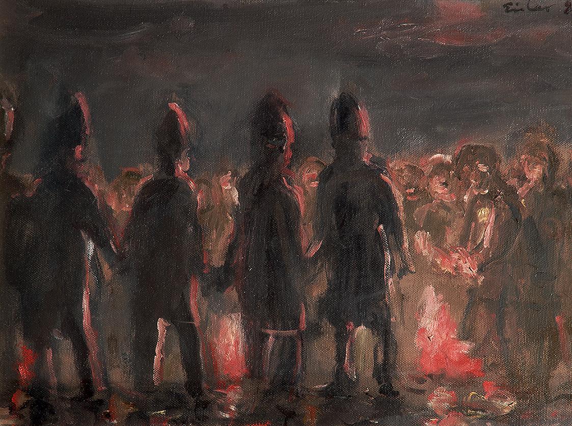 Georg Eisler, Miner’s Strike, 1988, Öl auf Leinwand, 30 × 40 cm, Courtesy of People’s History M ...