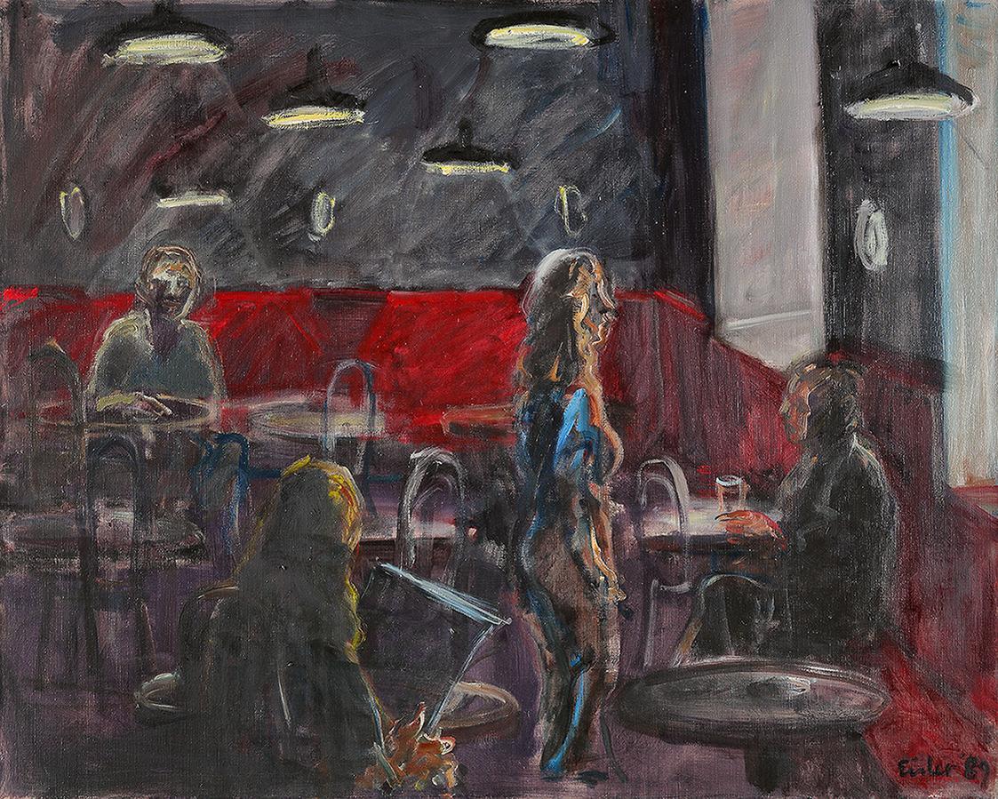 Georg Eisler, Schwarzes Café III, 1989, Öl auf Leinwand, 80 × 100 cm, Museum der Moderne Salzbu ...