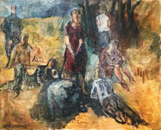 Georg Eisler, Figuren in einer Landschaft, 1960, Öl auf Leinwand, 64,7 × 80 cm, Serge Sabarsky, ...