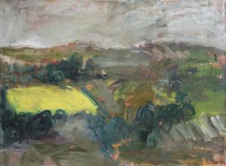 Georg Eisler, Landschaft mit gelbem Feld, 1964, Öl auf Leinwand, 60 × 79,5 cm, Privatsammlung,  ...