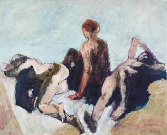 Georg Eisler, Drei Frauen am Strand, 1969, Öl auf Leinwand, 80 × 100 cm, Verbleib unbekannt