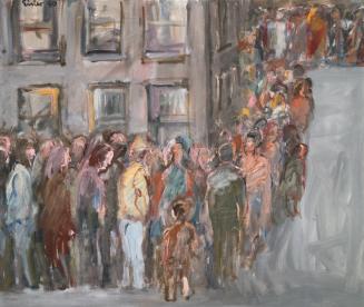 Georg Eisler, Berliner Schlange, 1990, Öl auf Leinwand, 80 × 100 cm, Privatbesitz
