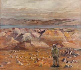 Georg Eisler, Landschaft mit totem Meer, 1980, Öl auf Leinwand, 130,5 × 150 cm, Museum der Mode ...