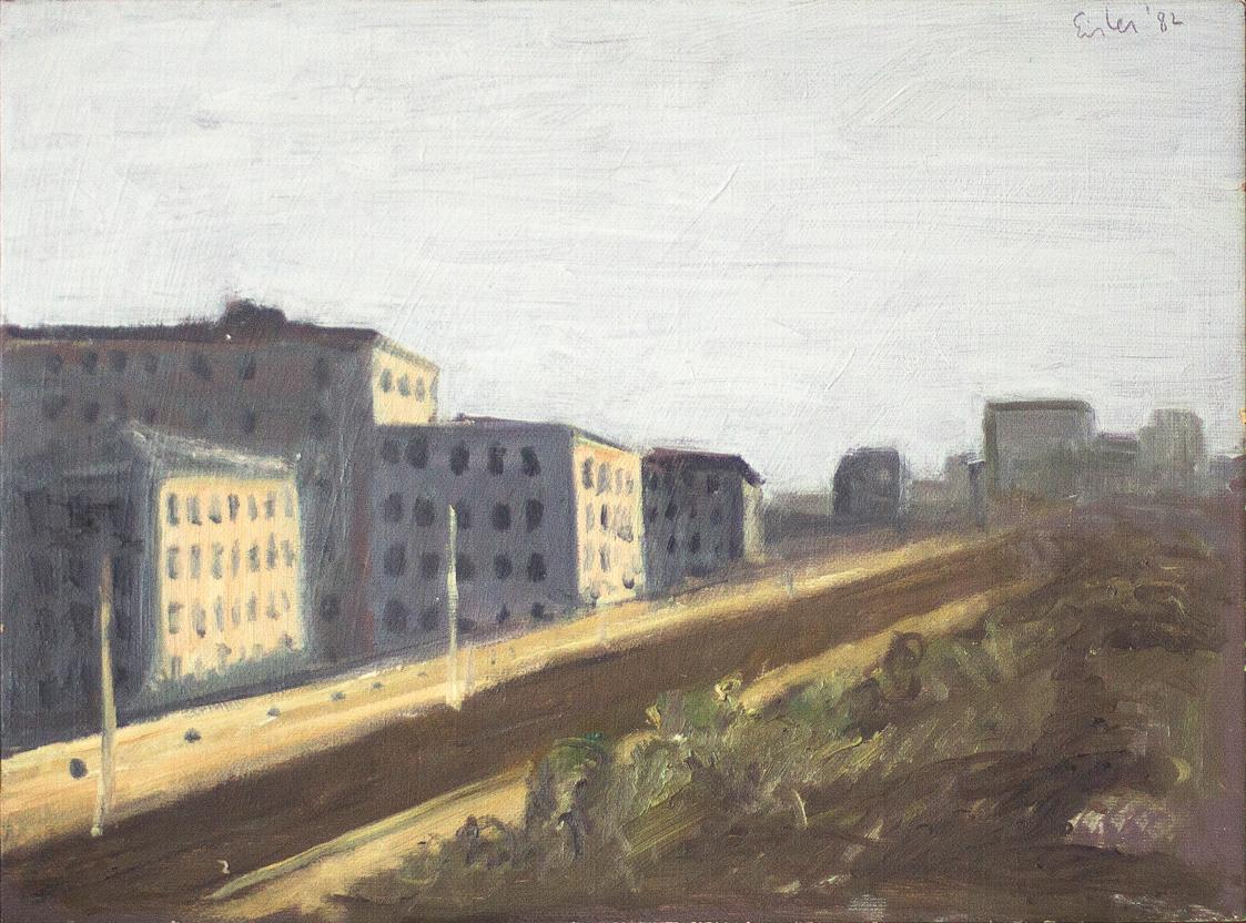 Georg Eisler, Zeitgeist I, 1982, Öl auf Leinwand, kaschiert auf Holzfaserplatte, 30,5 × 40 cm,  ...