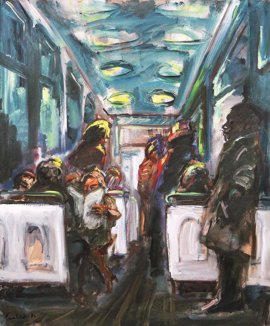 Georg Eisler, Schwarzer in der Métro, 1986, Öl auf Leinwand, 100 × 80 cm, Privatbesitz, Wien