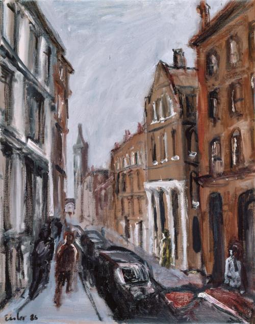 Georg Eisler, Manchester, Princess Street, 1986, Öl auf Leinwand, 45 × 36 cm, Privatbesitz, Kop ...