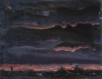 Georg Eisler, Kleines Blitz Bild II, 1986, Öl auf Leinwand, 14 × 18 cm, Privatbesitz, Salzburg