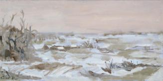 Georg Eisler, Winter in Cheshire, 1987, Öl auf Leinwand, 30 × 60 cm, Verbleib unbekannt