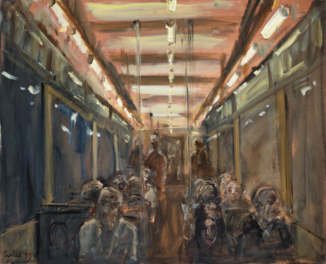 Georg Eisler, Métro, 1989, Öl auf Leinwand, 80 × 100 cm, Verbleib unbekannt