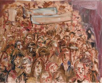 Georg Eisler, Wir sind das Volk II, 1989, Öl auf Leinwand, 36 × 45 cm, Verbleib unbekannt