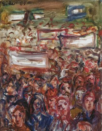 Georg Eisler, Die Menge I, 1989, Öl auf Leinwand, 45 × 36 cm, Verbleib unbekannt