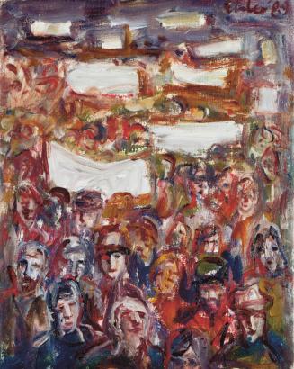 Georg Eisler, Die Menge II, 1989, Öl auf Leinwand, 45 × 36 cm, Verbleib unbekannt