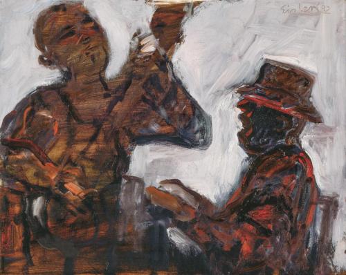 Georg Eisler, Chicago Blues, 1992, Öl auf Leinwand, 36 × 45 cm, Verbleib unbekannt