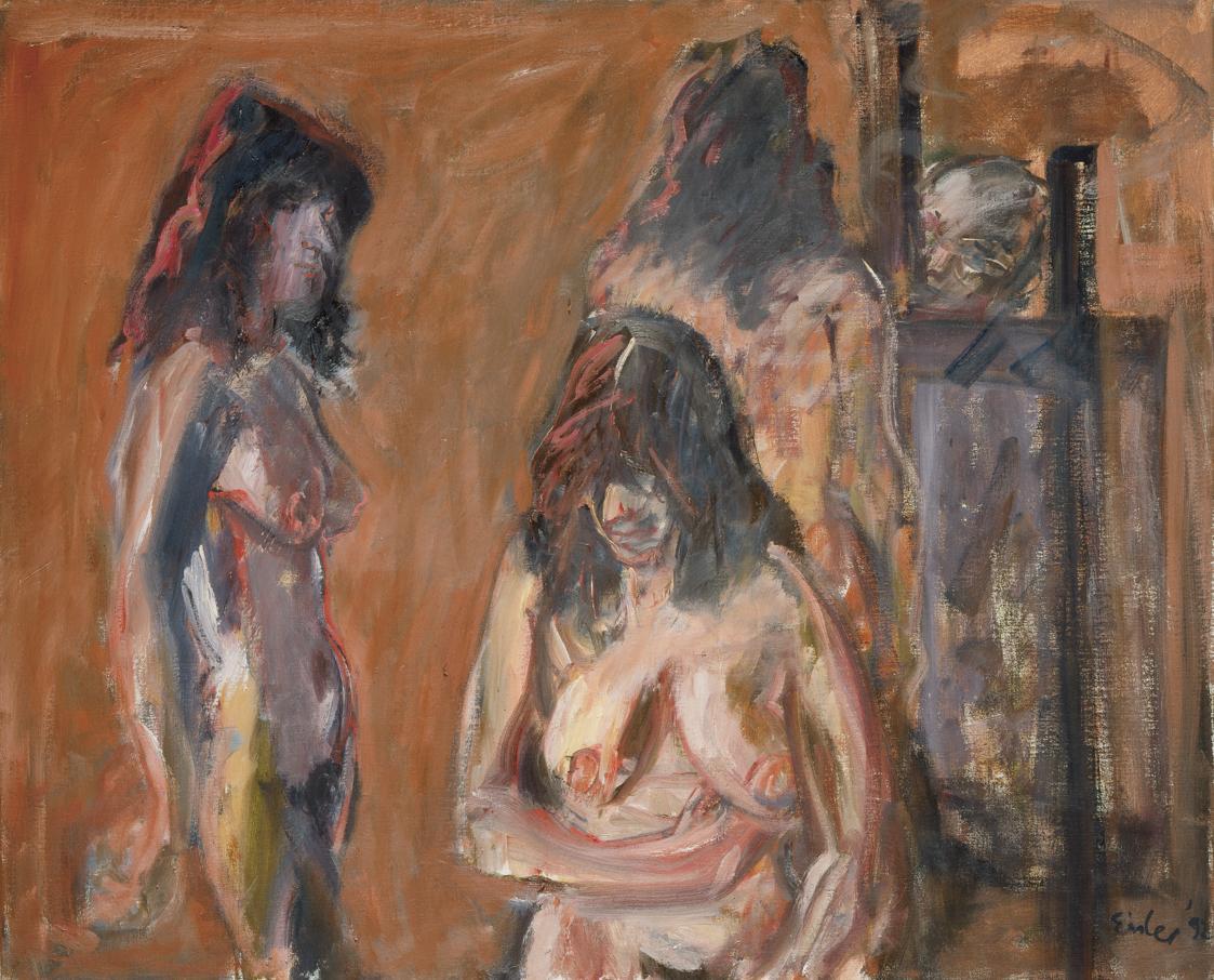 Georg Eisler, Drei Frauen, 1992, Öl auf Leinwand, 80 × 100 cm, Sammlung Leonhardt