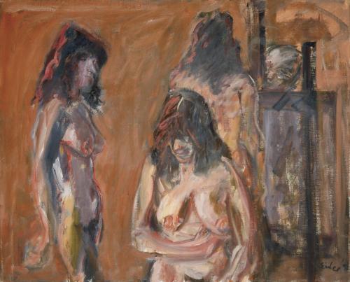 Georg Eisler, Drei Frauen, 1992, Öl auf Leinwand, 80 × 100 cm, Sammlung Leonhardt