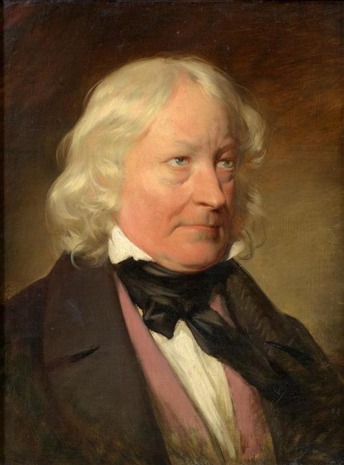 Friedrich von Amerling, Der Bildhauer Bertel Thorvaldsen (1770–1844), 1842, Öl auf Leinwand, 57 ...