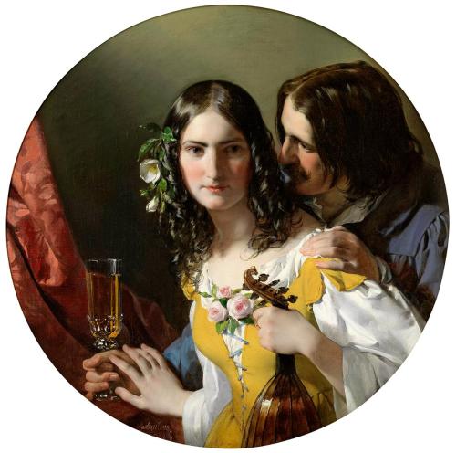 Friedrich von Amerling, Die drei köstlichen Dinge, 1838, Öl auf Leinwand, 80 × 80 cm, Wien Muse ...