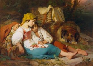 Friedrich von Amerling, Die schlafenden Kinder, 1841, Öl auf Leinwand, 99 × 138 cm, Privatbesit ...