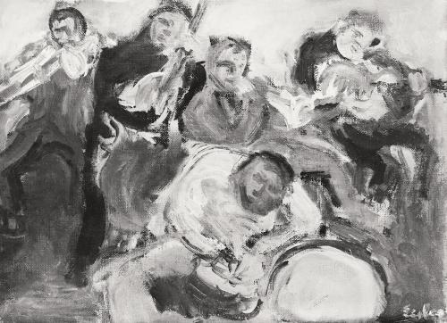 Georg Eisler, Kleine Jazzband, 1947, Öl auf Leinwand, 35 × 45 cm, Verbleib unbekannt