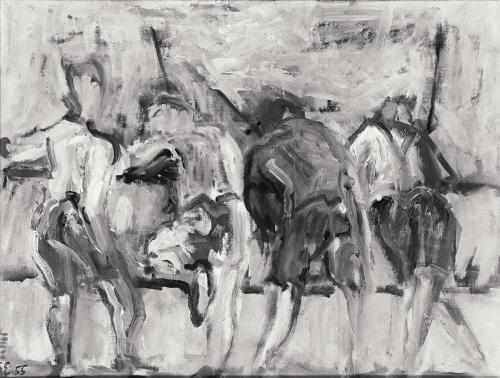 Georg Eisler, Fischende Knaben, 1955, Öl auf Leinwand, 25 × 35 cm, Privatbesitz