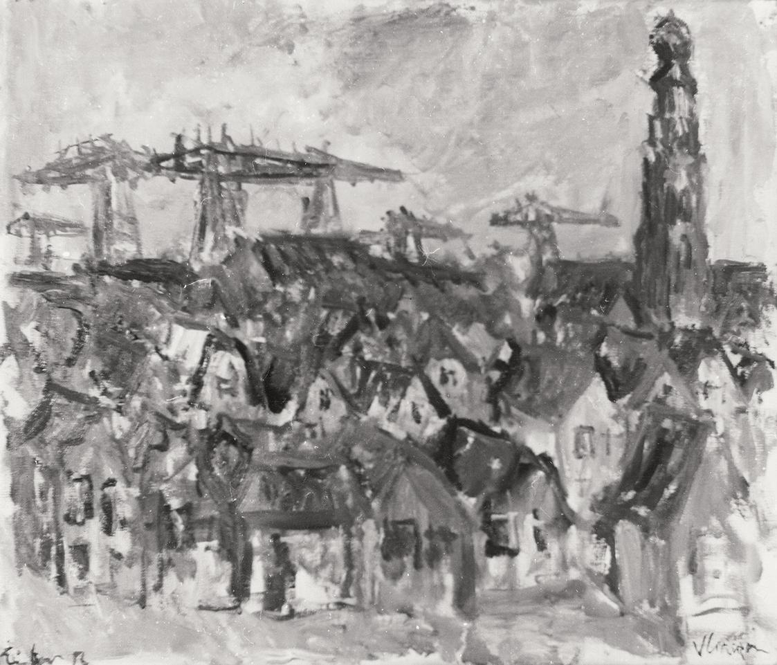 Georg Eisler, Vlissingen, 1956, Öl auf Leinwand, 50 × 60 cm, Verbleib unbekannt