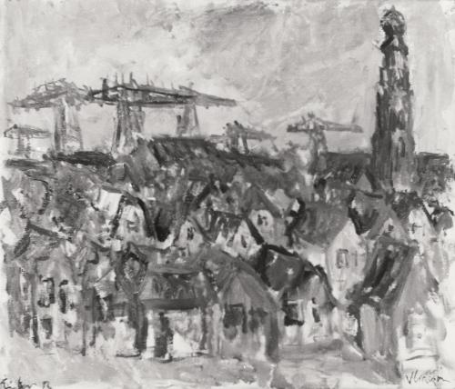 Georg Eisler, Vlissingen, 1956, Öl auf Leinwand, 50 × 60 cm, Verbleib unbekannt