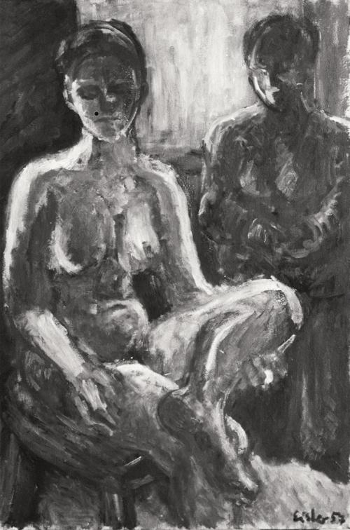 Georg Eisler, Zwei Frauen, 1957, Öl auf Leinwand, 80 × 55 cm, Verbleib unbekannt