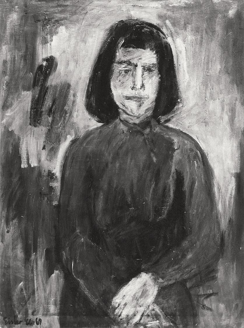 Georg Eisler, Das rote Kleid, 1966–1969, Öl auf Leinwand, 80 × 100 cm, Verbleib unbekannt