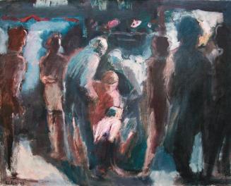 Georg Eisler, Picadilly Incident, 1970, Öl auf Leinwand, 80 × 100 cm, Sammlung Leonhardt