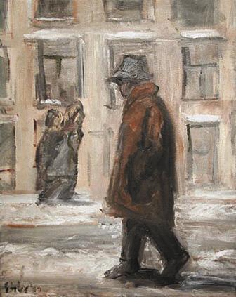 Georg Eisler, Gärtnergasse I, 1980, Öl auf Leinwand, 45 × 36 cm, Sammlung Leonhardt