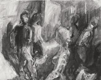 Georg Eisler, Straßenszene, 1964, Öl auf Leinwand, 65 × 80 cm, Verbleib unbekannt