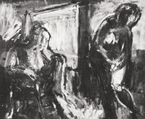 Georg Eisler, Im Atelier, 1965, Öl auf Leinwand, 36 × 45 cm, Verbleib unbekannt