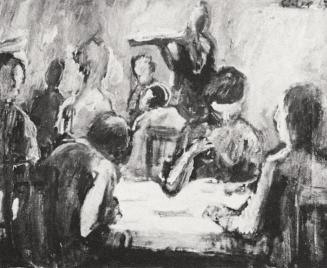 Georg Eisler, Gasthaus I, 1967, Öl auf Leinwand, 50 × 65 cm, Verbleib unbekannt