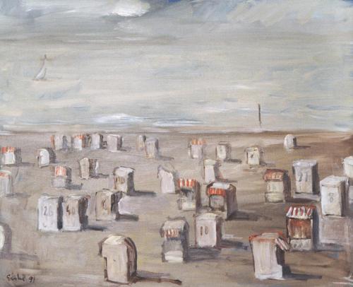 Georg Eisler, Travemünde III, 1991, Öl auf Leinwand, 80 × 100 cm, Privatbesitz