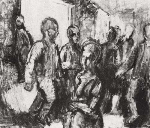 Georg Eisler, Straße, 1962, Öl auf Leinwand, 60 × 70 cm, Verbleib unbekannt