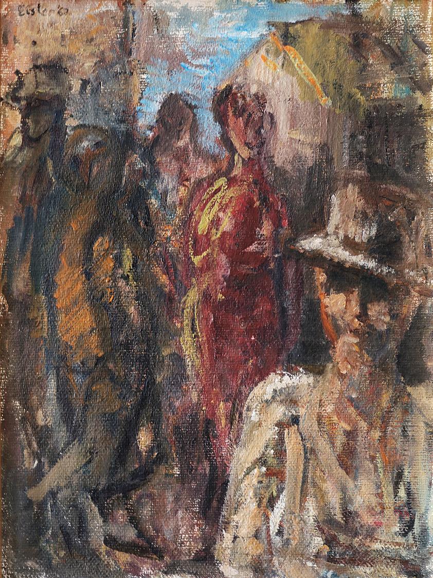 Georg Eisler, Straße, 1962, Öl auf Leinwand, 60 × 45 cm, Sammlung Michael Horowitz