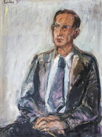 Georg Eisler, Porträt Erich Hofbauer, 1975, Öl auf Leinwand, 80 × 60 cm, Sammlung Dr. Franz Hof ...