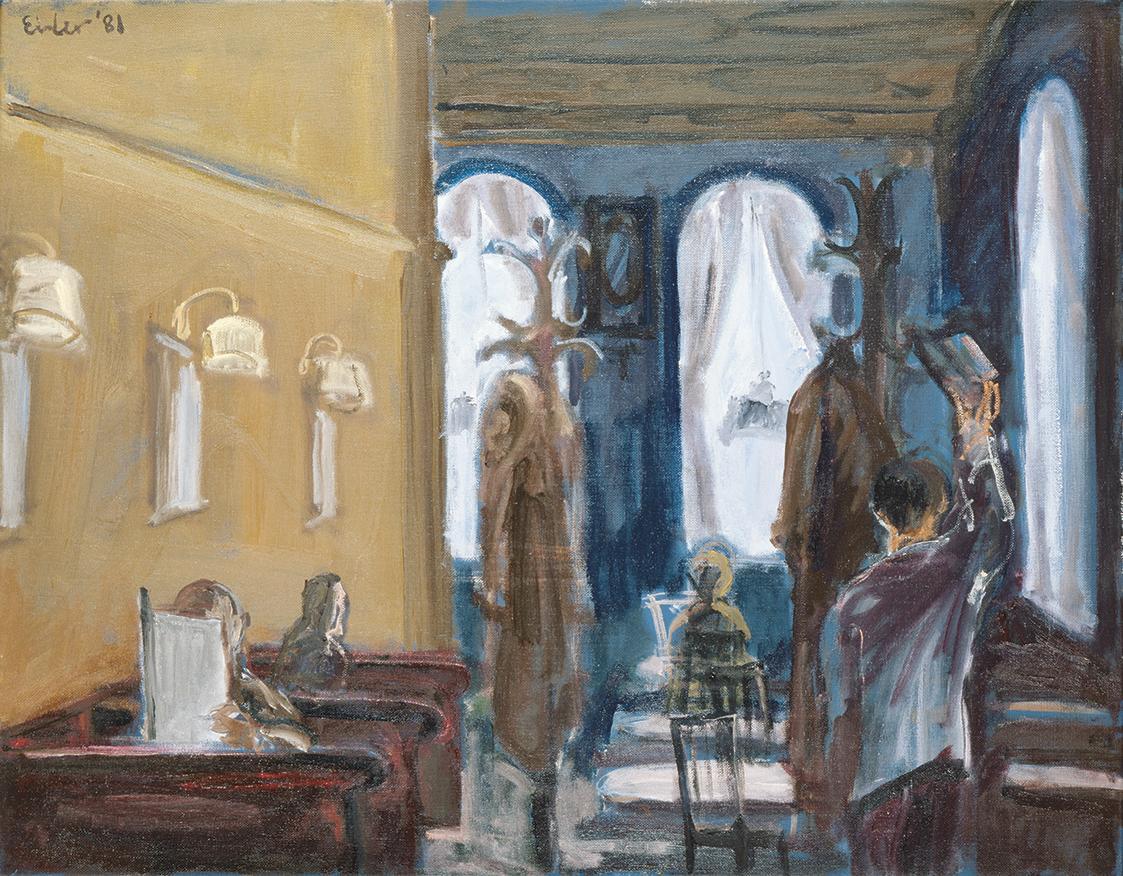 Georg Eisler, Kleines Café Sperl, 1981, Öl auf Leinwand, 36 × 45 cm, Verbleib unbekannt