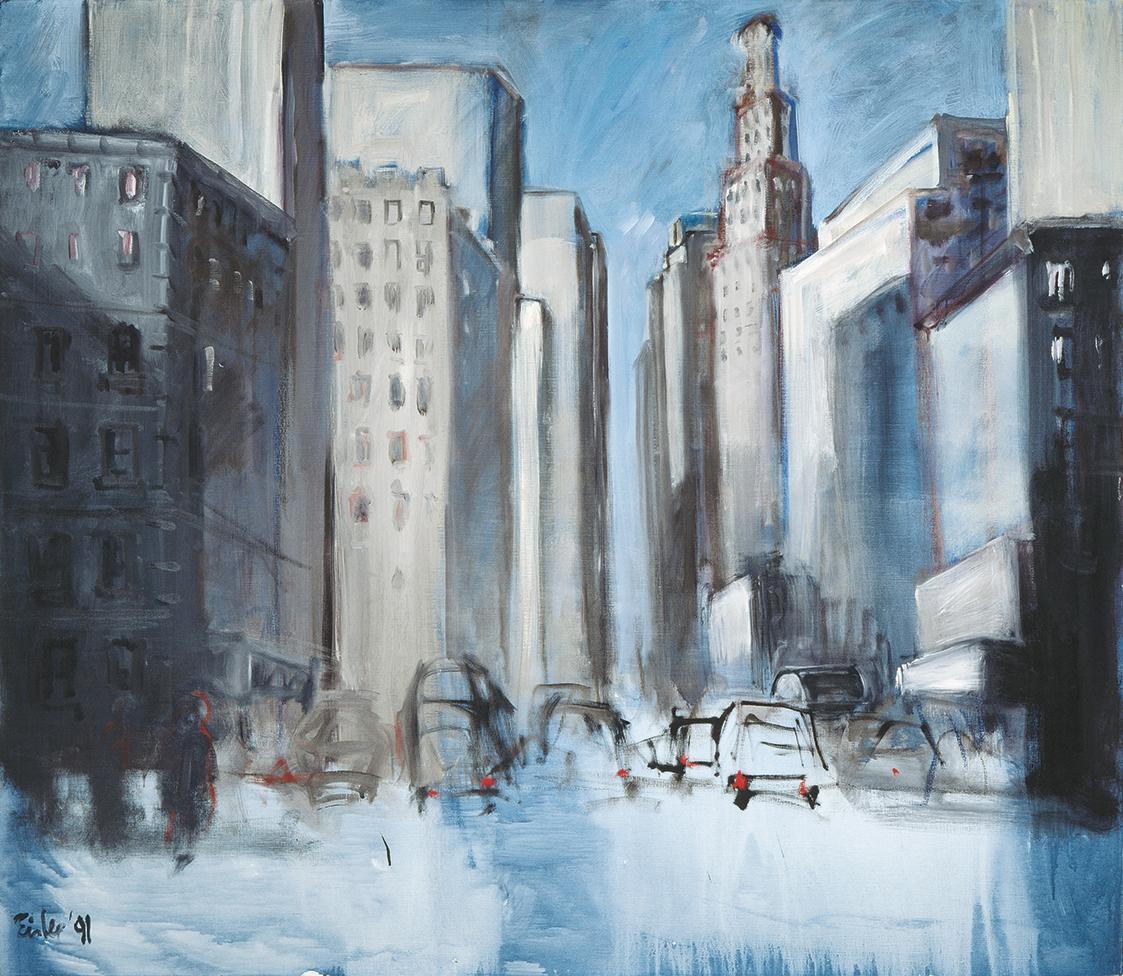 Georg Eisler, 7th Avenue II, 1991, Öl auf Leinwand, 130 × 150 cm, Verbleib unbekannt