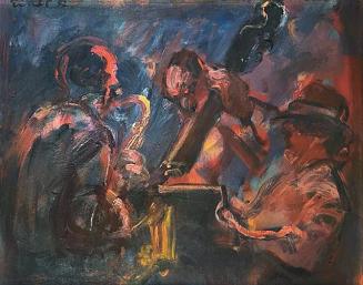 Georg Eisler, Chicago Blues, 1992, Öl auf Leinwand, 36 × 45 cm, Privatbesitz