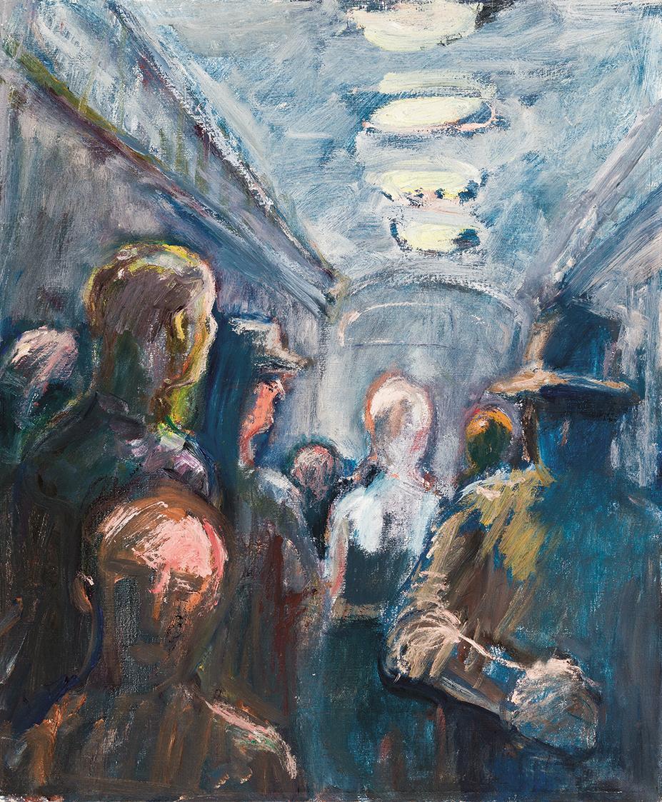 Georg Eisler, Métro, 1969, Öl auf Leinwand, 60 × 50 cm, Verbleib unbekannt