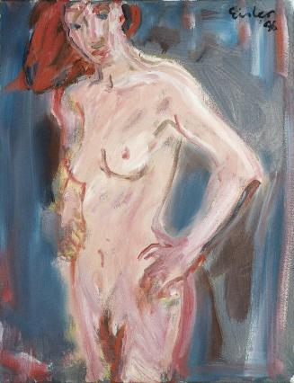 Georg Eisler, Stehende mit rotem Haar, 1996, Öl auf Leinwand, 45 × 36 cm, Verbleib unbekannt