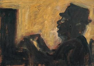 Georg Eisler, Jazz-Pianist, 1990, Öl auf Holz, 11 × 16 cm, Privatbesitz, Mannheim