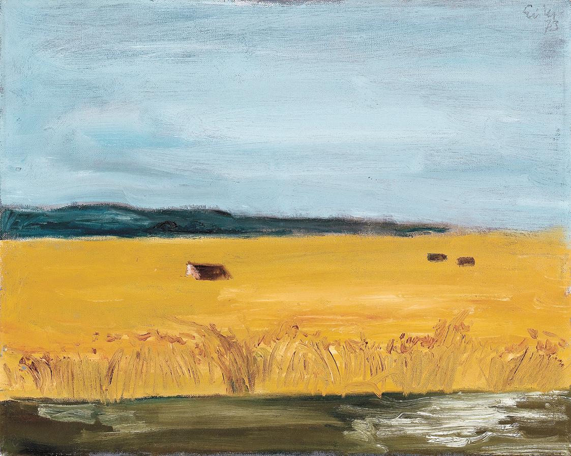 Georg Eisler, Landschaft, 1973, Öl auf Leinwand, 36 × 45 cm, Verbleib unbekannt