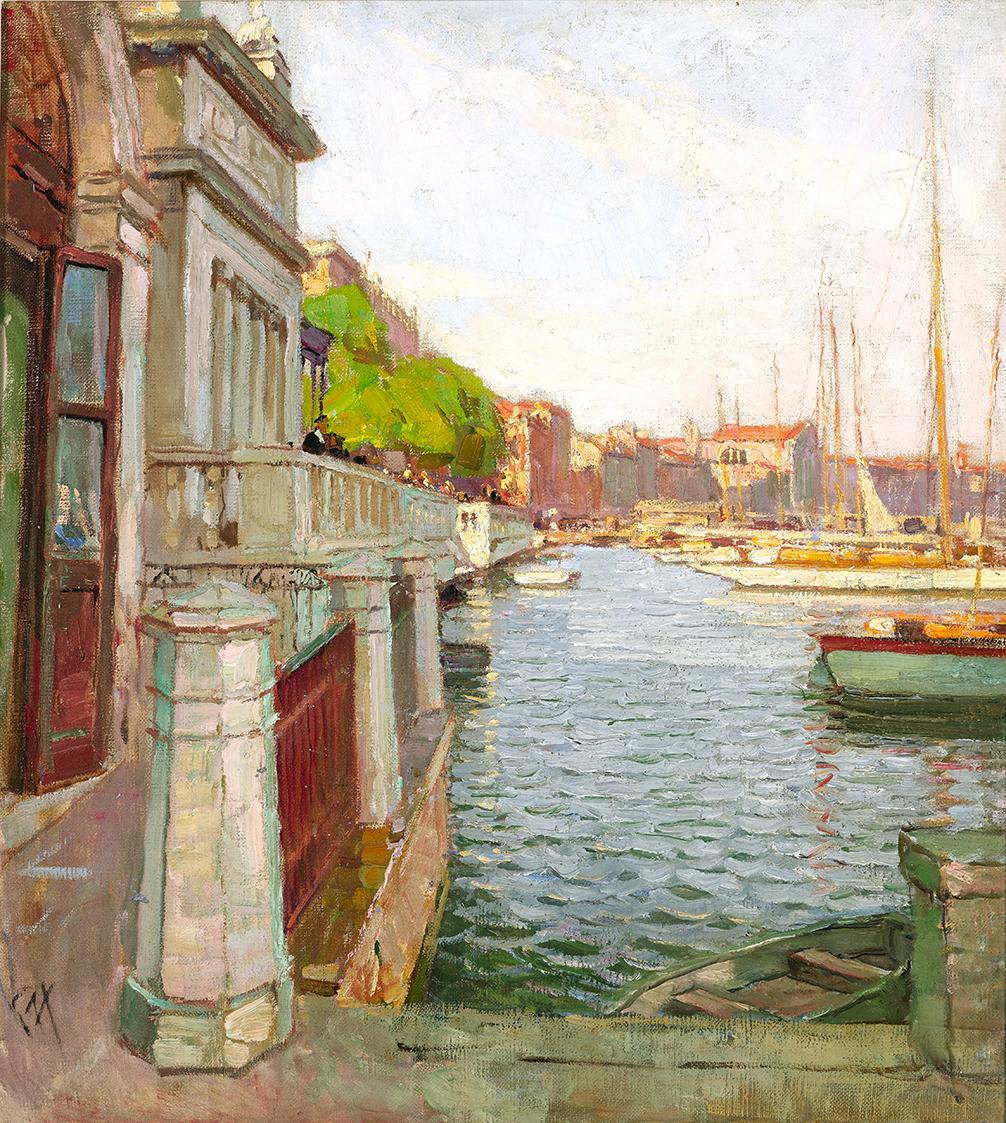 Carl Moll, Venedig, Riva Schiavoni, um 1915, Öl auf Leinwand, 66 × 100 cm, Privatbesitz