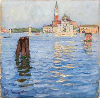 Carl Moll, Venedig, San Giorgio Maggiore, um 1922, Öl auf Holz, 35 × 35 cm, Privatbesitz, USA,  ...