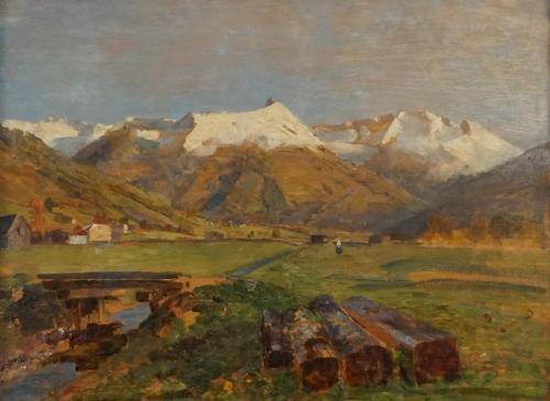 Tina Blau, Gastein (letzte Arbeit), 1916, Öl auf Holz, 24,5 × 33 cm, Privatbesitz, New York