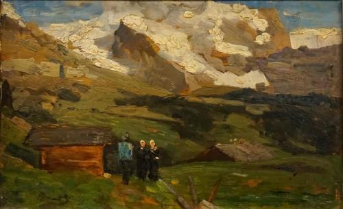 Tina Blau, Wengen, 1899, Öl auf Holz, 17,8 × 26,7 cm, Privatbesitz, New York