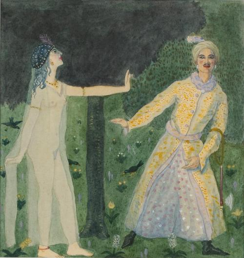 Alfred Wickenburg, Orientalisches Paar, 1913, Aquarell auf Papier, Blattmaße: 23,2 x 21,5 cm, L ...