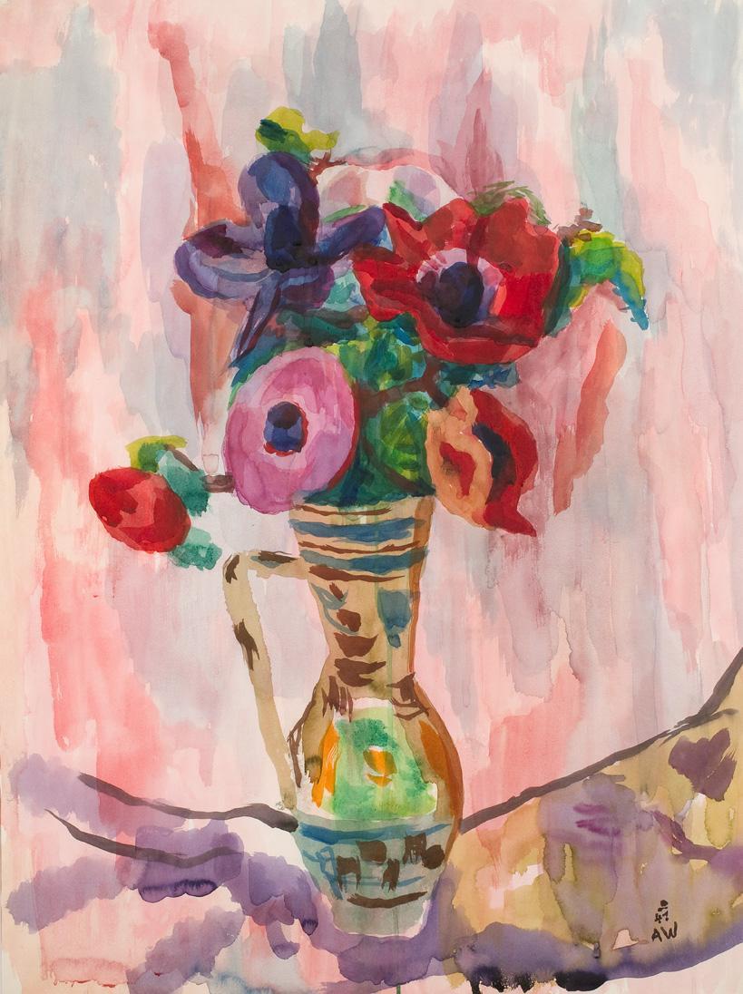 Alfred Wickenburg, Blumenstillleben, 1941, Aquarell auf Papier, Blattmaße: 65,5 x 47,5 cm, Leih ...